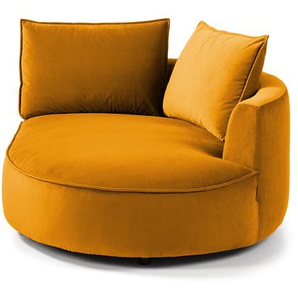 Modulottomane Orange Samt Shyla 126 x 154cm Ausrichtung rechts Modern