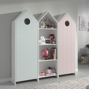 möbelando Kleiderschrank CASAMI in Korpus Weiß / Front Pink / Front Mint aus MDF 880218