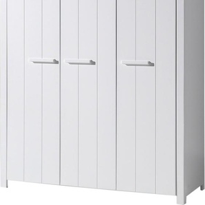 möbelando Kleiderschrank ERIK in Weiß aus Massiv Kiefer und MDF - 144x205,5x57,5 (BxHxT) 880661