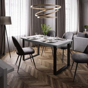 Möbelset ART-O mit 4 Stühlen Schwarz / Weiß Matt  /Grau Velvet