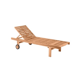 Möbilia Gartenliege mit verstellbaren Kopfteil Teak natur