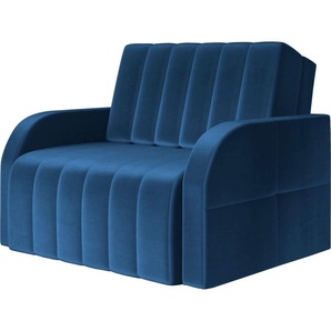 MOEBLO Schlafsessel Sofa mit Schlaffunktion Gästebett Klappsofa mit Bettfunktion mit Bettkasten Couch Sofagarnitur Salon Jugendzimmer - 101 x 90 x 104 cm - MONTANA 80 (Dunkelblau - Krono 9)