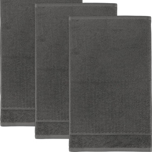 Gästehandtuch MÖVE FOR FROTTANA Pearl Handtücher (Packung) Gr. B/L: 30 cm x 50 cm (3 St.), grau (graphit) Gästehandtücher mit Perloptik