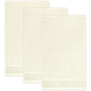 Gästehandtuch MÖVE FOR FROTTANA Pearl Handtücher (Packung) Gr. B/L: 30 cm x 50 cm (3 St.), weiß (ivory) Gästehandtücher mit Perloptik