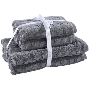 Moeve Frottierset, Blau, Grau, Weiß, Textil, 4-teilig, Uni, Textiles Vertrauen - Oeko-Tex®, angenehm weich, hochwertige Qualität, schadstoffgeprüft,