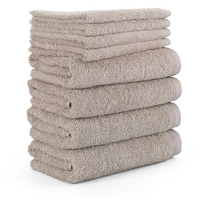 Möve Handtuch Set Superwuschel 100% Premium Cn Baumwolle, Walkfrottier (8-St), Made in Germany, Handtuch Set mit Bordüre, einfarbig, weich