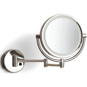 Kosmetikspiegel MÖVE Spiegel Gr. B/H/T: 20 cm x 32 cm x 20 cm, glänzend, silberfarben Kosmetikspiegel 5-fache Vergrößerung, Ø: 20 cm