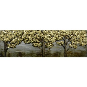 Monee Metallbild, Gold, Metall, rechteckig, 55x180 cm, Handmade in China, 3D-Effekt, Bilder Und Zubehör, Wandbilder, Metallbilder