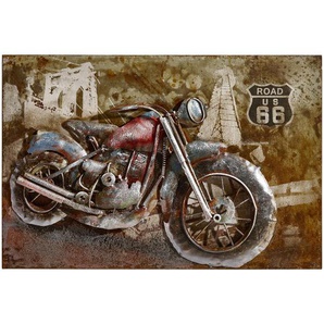Monee Metallbild, Mehrfarbig, Metall, rechteckig, 60x40 cm, handgemalt, 3D-Effekt, Bilder, Metallbilder