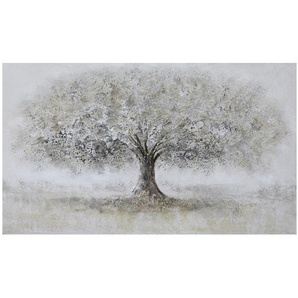 Monee Ölgemälde, Braun, Grau, Weiß, Holz, Textil, Kiefer, massiv, rechteckig, 120x70 cm, handgemalt, Keilrahmen, Bilder, Ölgemälde