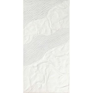 Monee Ölgemälde, Grau, Weiß, Holz, Kunststoff, Textil, Kiefer, massiv, rechteckig, 60x120 cm, handgemalt, Bilder Und Zubehör, Wandbilder, Ölgemälde