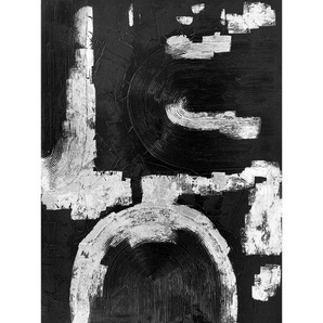 Monee Ölgemälde , Schwarz, Silber , Textil , rechteckig , 88x118 cm , handgemalt , Bilder, Ölgemälde