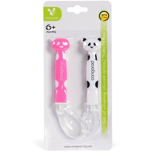 Moni 2 Stück Babylöffel Panda F1607 Silikon, PP, ab 6 Monate, langer Griff
