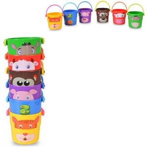 Moni Sandspielzeug Spielzeugeimer-Set K999-219B Wasser, Sand, 6 bunte Eimer