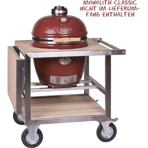 Monolith Buggy inklusive Seitentisch für Monolith Classic Edelstahl Teakholz 201017-C