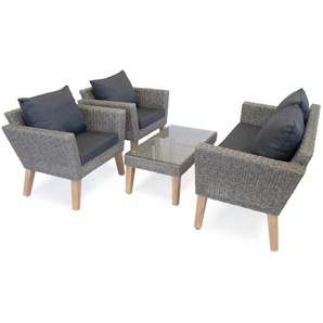 Montecristo Garten Sitzgruppe - Polyrattan, grau, für 4 Personen, wetterfest - kleines Balkonmöbel Lounge Set bellavista - Home&Garden / Green Spirit