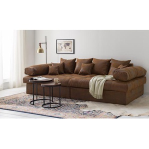 Big-Sofa Braun/Schokoladenbraun Microfaser Goda 278 x 77 x 136cm Industrial