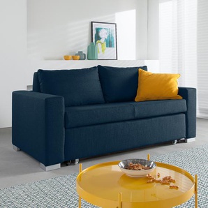 Schlafsofa Basic Blau/Blau Stoff Doran 173cm mit Schlaffunktion Modern