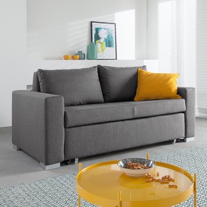 Schlafsofa Basic Grau Stoff Doran 193cm mit Schlaffunktion Modern