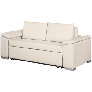 Schlafsofa mit schräger Armlehne Beige/Creme Stoff Doran 190cm Modern