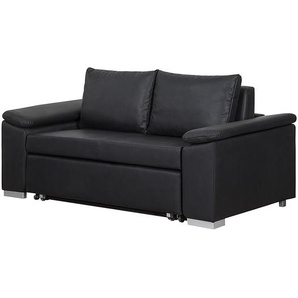 mooved Schlafsofa Latina IX 2-Sitzer Schwarz Kunstleder 170x90x90 cm (BxHxT) mit Schlaffunktion/Bettkasten Modern