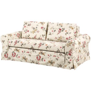 Schlafsofa Country mit Husse Beige/Creme/Rot Webstoff Fedra 185cm Landhaus