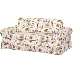 Schlafsofa Country mit Husse Weiß/Cremeweiß/Brombeere Webstoff Gracia 165cm Landhaus
