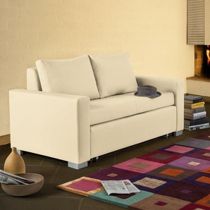 Schlafsofa Basic Beige Kunstleder Koda 153cm mit Schlaffunktion Modern