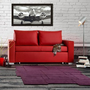 Schlafsofa Basic Rot Kunstleder Koda 153cm mit Schlaffunktion Modern