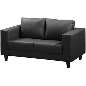 mooved Sofa Bexwell 2-Sitzer Schwarz Kunstleder 140x78x75 cm
