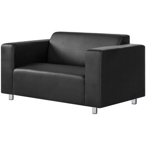 Sofa 2-Sitzer Schwarz Kunstleder 177 x 76 x 80cm Modern
