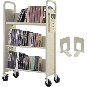 Mophorn - vevor Bibliothekswagen 79x38,5x125cm Abräumwagen 3 Regale Bücherwagen Kohlenstoffstahl+kaltgewalzte Stahlplatte Servierwagen 150kg