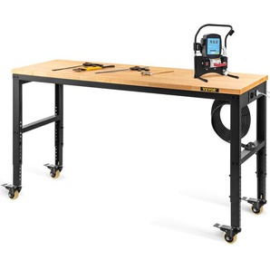 Mophorn - vevor Höhenverstellbare Werkbank 122 x 51 x 79 - 104 cm Spanntisch, 720 kg Gewichtskapazität Arbeitstisch, Braun Klappbare Werkzeugbank aus