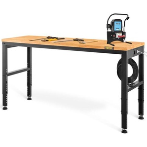Mophorn - vevor Höhenverstellbare Werkbank 135 x 46 x 72 - 97 cm Spanntisch, 900 kg Gewichtskapazität Arbeitstisch, Braun Klappbare Werkzeugbank aus