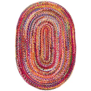 morgenland Teppich Indigo Stripy, oval, Höhe: 7 mm, beidseitig verwendbar, Baumwolle