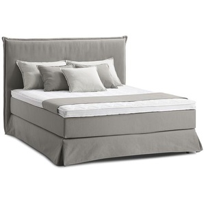 Mørteens Boxspringbett Avellino II 160x200 cm Webstoff Grau mit Matratze/Viscoschaumtopper