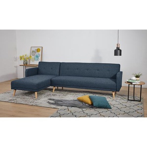 Mørteens Ecksofa Daru I Marineblau Webstoff 274x80x155 cm mit Schlaffunktion