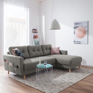 Mørteens Ecksofa Sola 2-Sitzer Grau Flachgewebe 225x86x147 cm