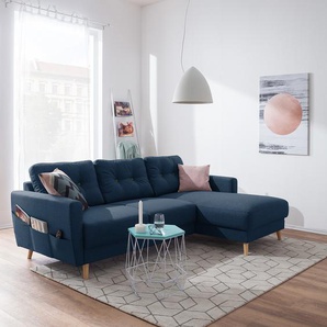 Mørteens Ecksofa Sola 2-Sitzer Jeansblau Flachgewebe 225x86x147 cm