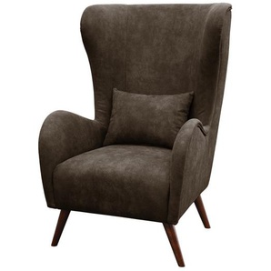 Ohrensessel Lebon II Braun/Espresso Webstoff 78 x 118 x 94cm