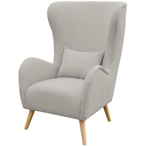 Ohrensessel Lebon III Webstoff Grau/Rauchgrau Webstoff 78 x 118 x 94cm