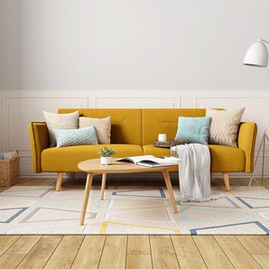 Schlafsofa Asbro Gelb Webstoff Radis 220 x 83 x 97cm Skandi