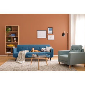 Mørteens Schlafsofa Daru II Meerblau Strukturstoff 210x82x88 cm (BxHxT) mit Schlaffunktion