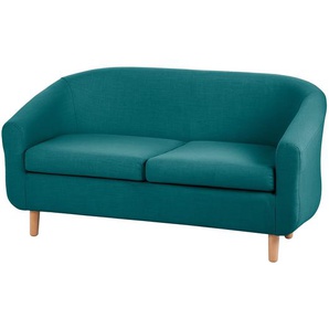 Sofa Little 2-Sitzer Blau/Petrol Webstoff 140 x 74 x 74cm Skandi