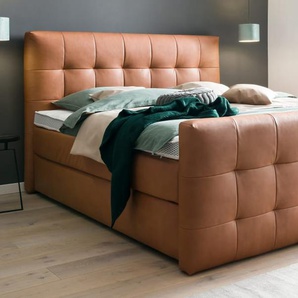 Motor-Boxspringbett Barell, cognac, 180 x 200 cm, Härtegrad 3 und 4