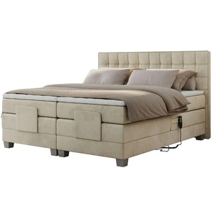 Motor Boxspringbett mit Bettkasten Elektro ¦ beige ¦ Maße (cm): B: 208 H: 118