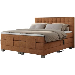 Motor Boxspringbett mit Bettkasten - orange - Materialmix - 168 cm - 118 cm | Möbel Kraft