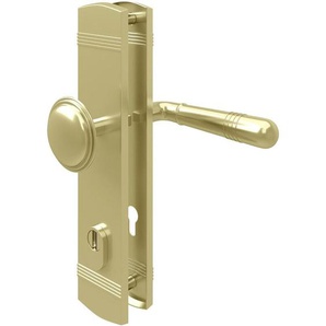 Ms Beschläge - Sicherheits- Türbeschlag Schutzbeschlag Messing Optik Knopf / Drücker din 8/72