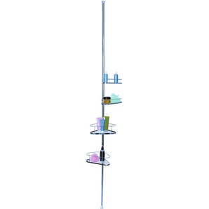 Teleskopregal MSV 4 Körbe Regale Gr. H/T: 250 cm x 25 cm, silberfarben Duschzubehör verchromt, 145 - 260 cm