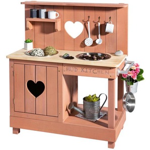 Muddy Buddy Matschküche Adventurer Heart, Rosa, Holz, Metall, Zypresse, massiv, 40x90x80 cm, EN 71, mit Holzschutz vorbehandelt, Spielzeug,